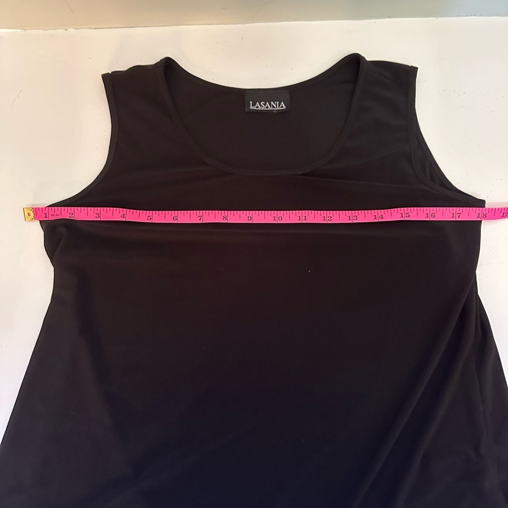 LASANIA Black Sleeveless Women's Top with ruffles on bottom Size Large - Picture 6 of 8